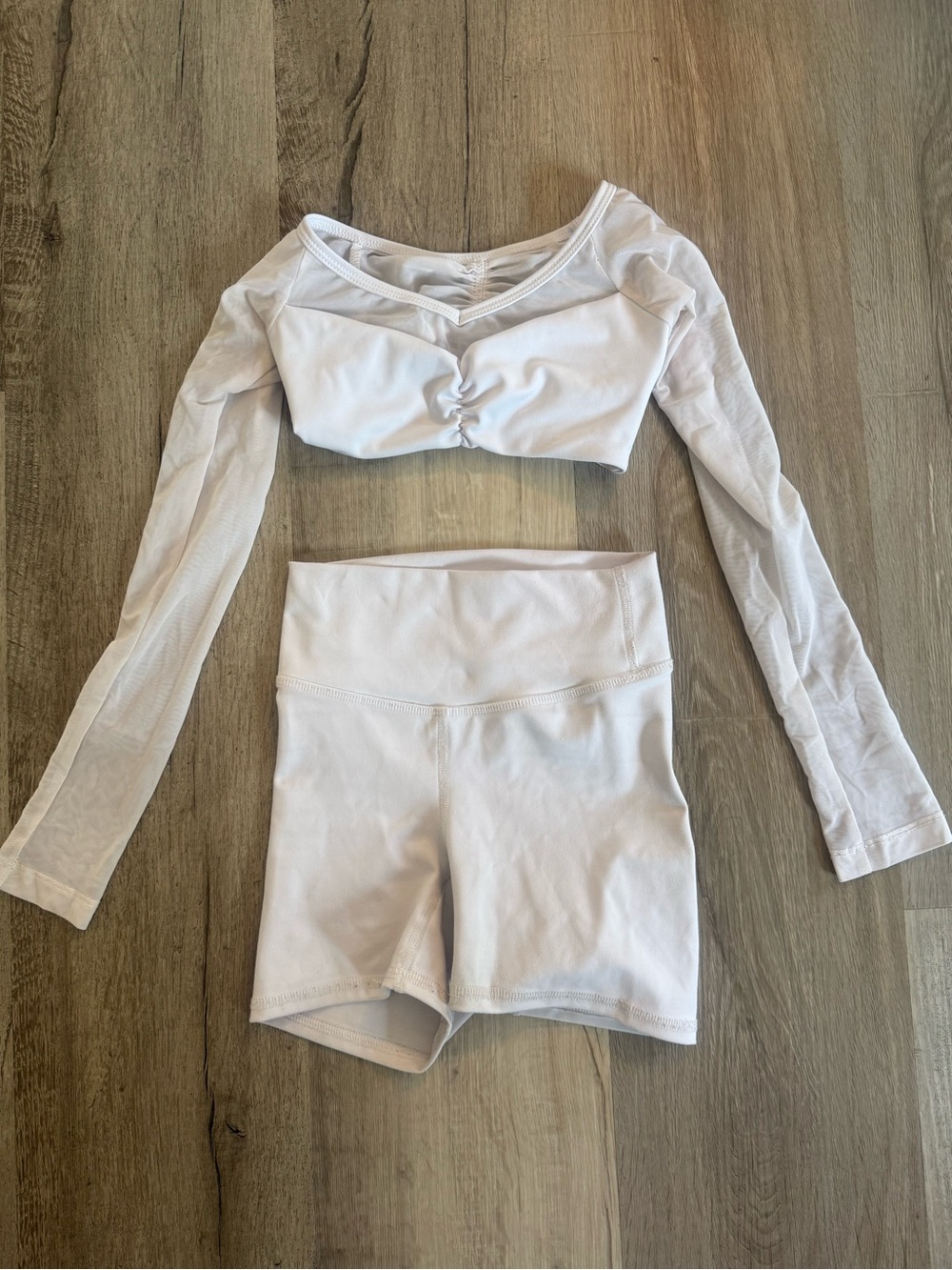 Five the Label- White Long-Sleeve Dance Top and Shorts Set